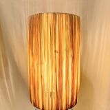 Lampe boule signé en céramique grès bleu lavande abat-jour corde ou raphia