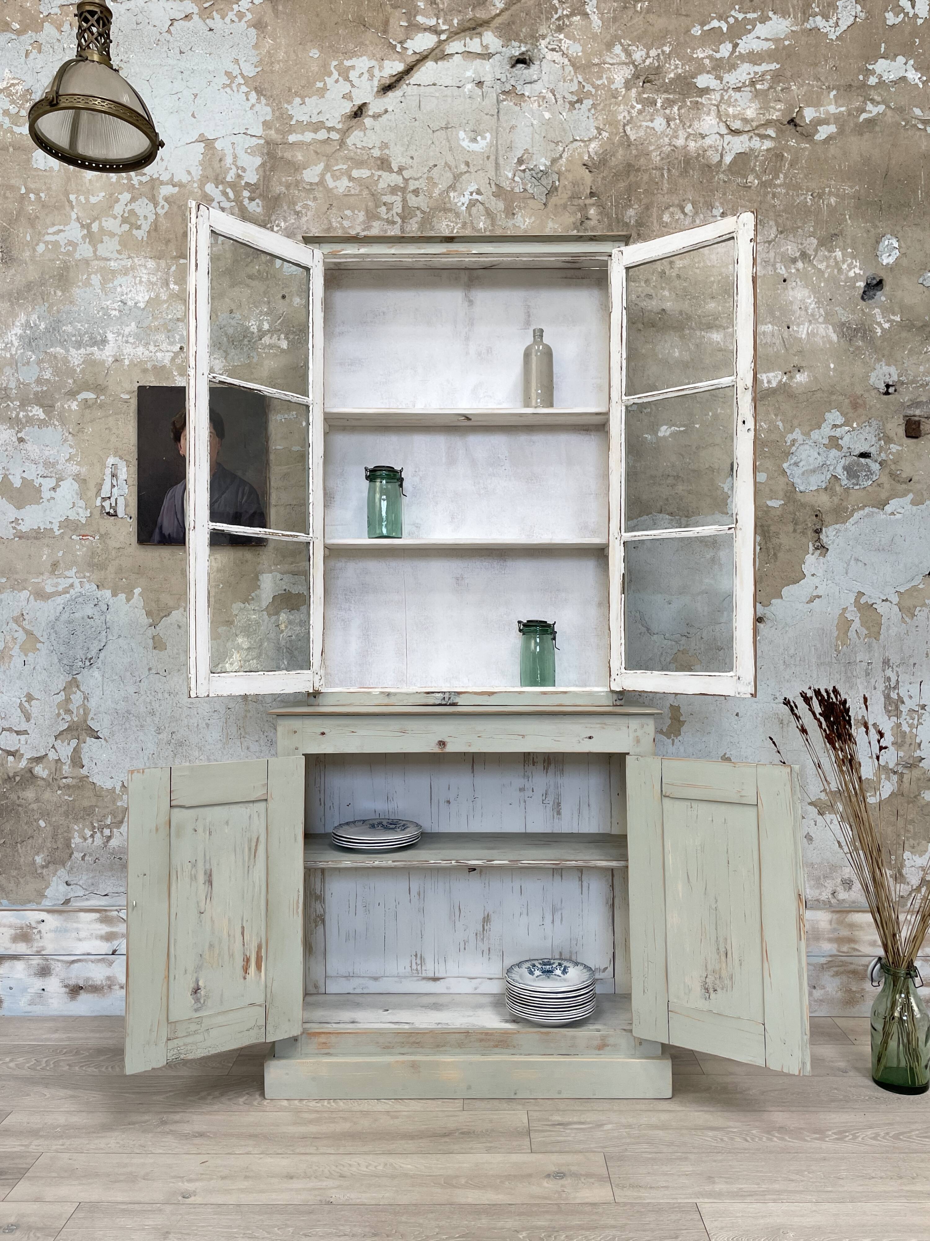 Furniture two body showcase, around 1900.