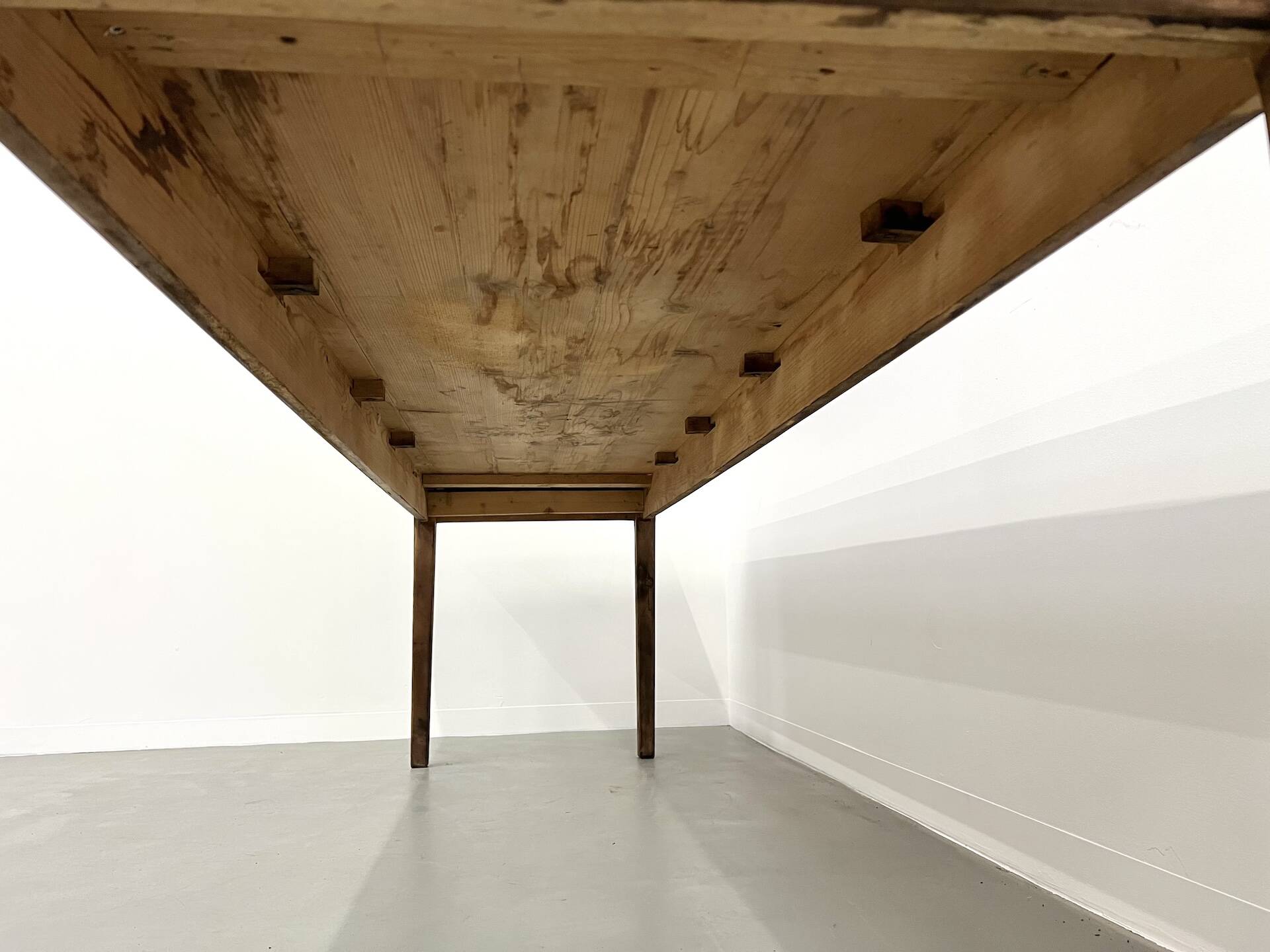 Large solid pine farmhouse table with spindle legs