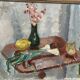 Original Swedish Oil on Panel – "Vase and Vegetables" by Arne Kilsby – Signed – Vintage and Framed – 54 × 46 cm (21.3" × 18.1")