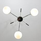 Mid-Century Italian Chrome and Opaline Chandelier