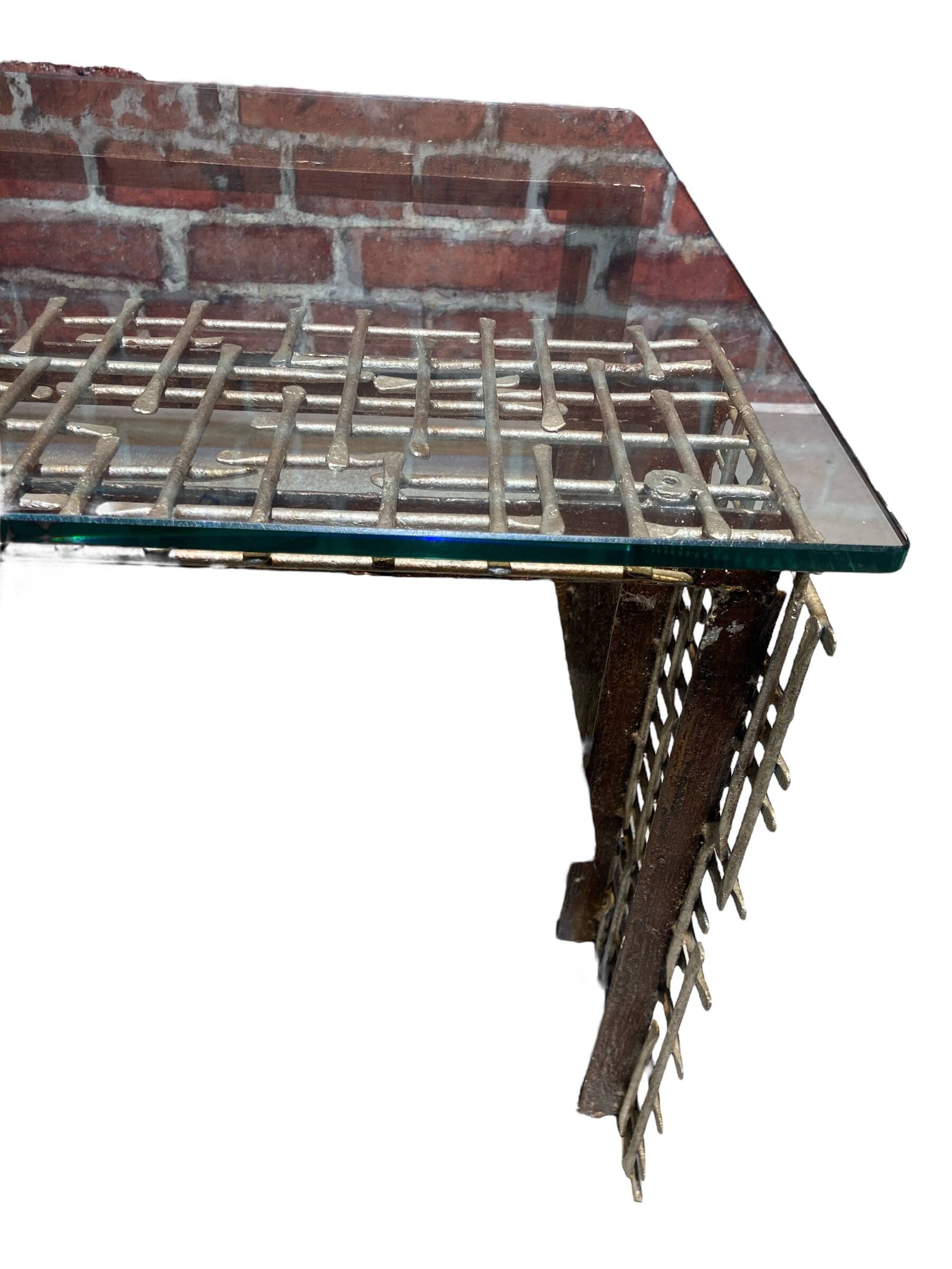 Metal coffee table with glass top