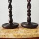 Old pair of English turned wood candlesticks
