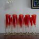 10 vintage champagne flutes in ruby red glass