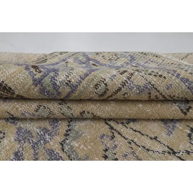 1970s Vintage Turkish Oushak Handmade Wool Cotton Beige Area Rug 171x282