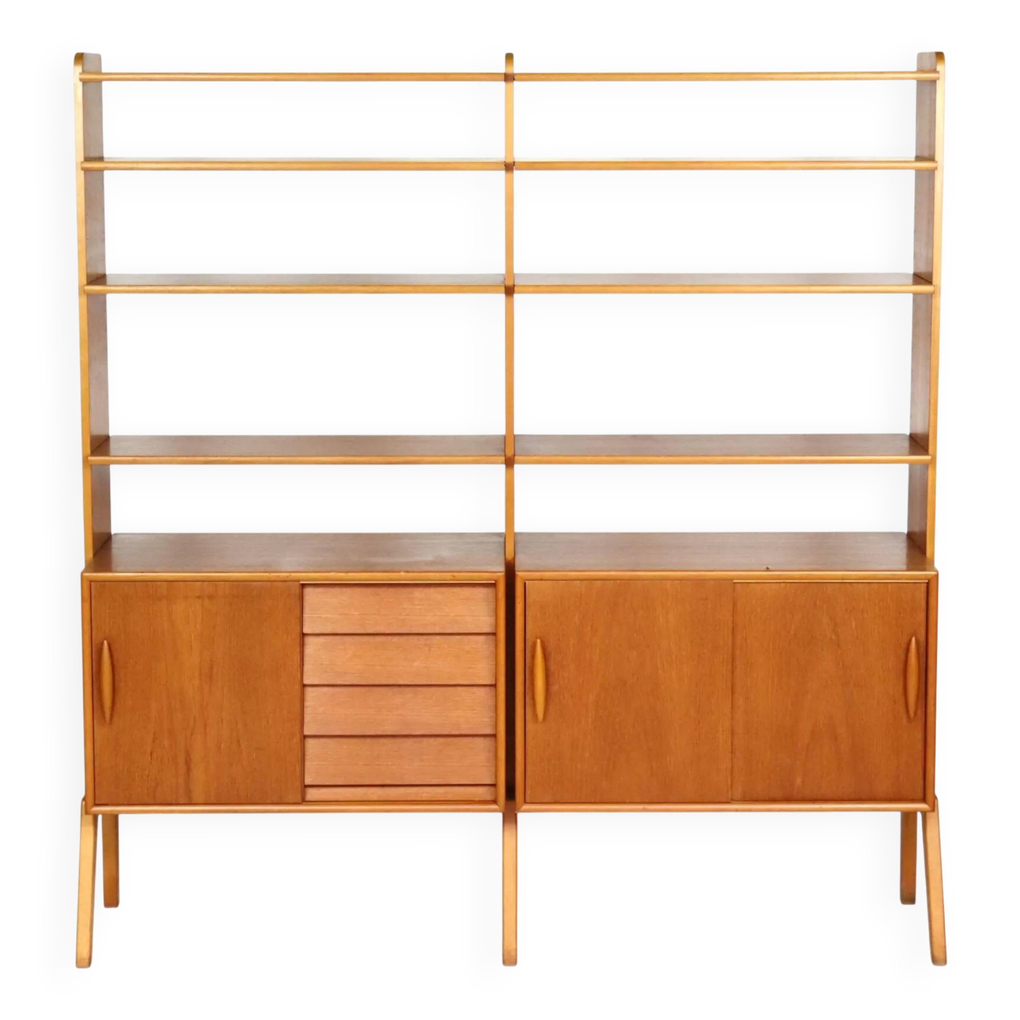 Double teak bookshelf from the 1960s.