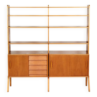 Double teak bookshelf from the 1960s.