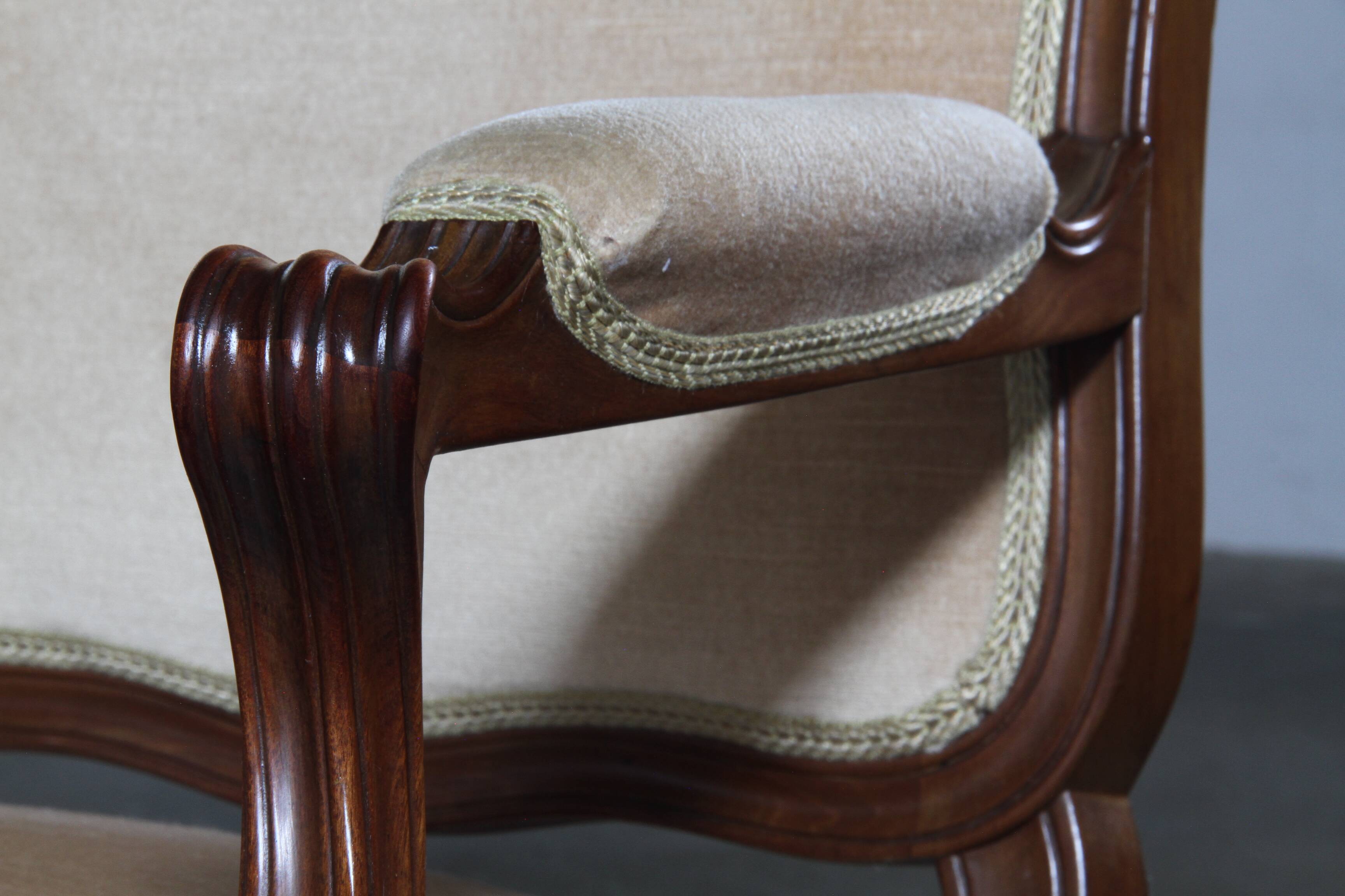 Pair of Vintage Danish Antique 18th century Lounge Chair, style of Louis XV
