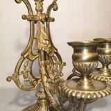 Pair of piano candlesticks in golden bronze 19th century
