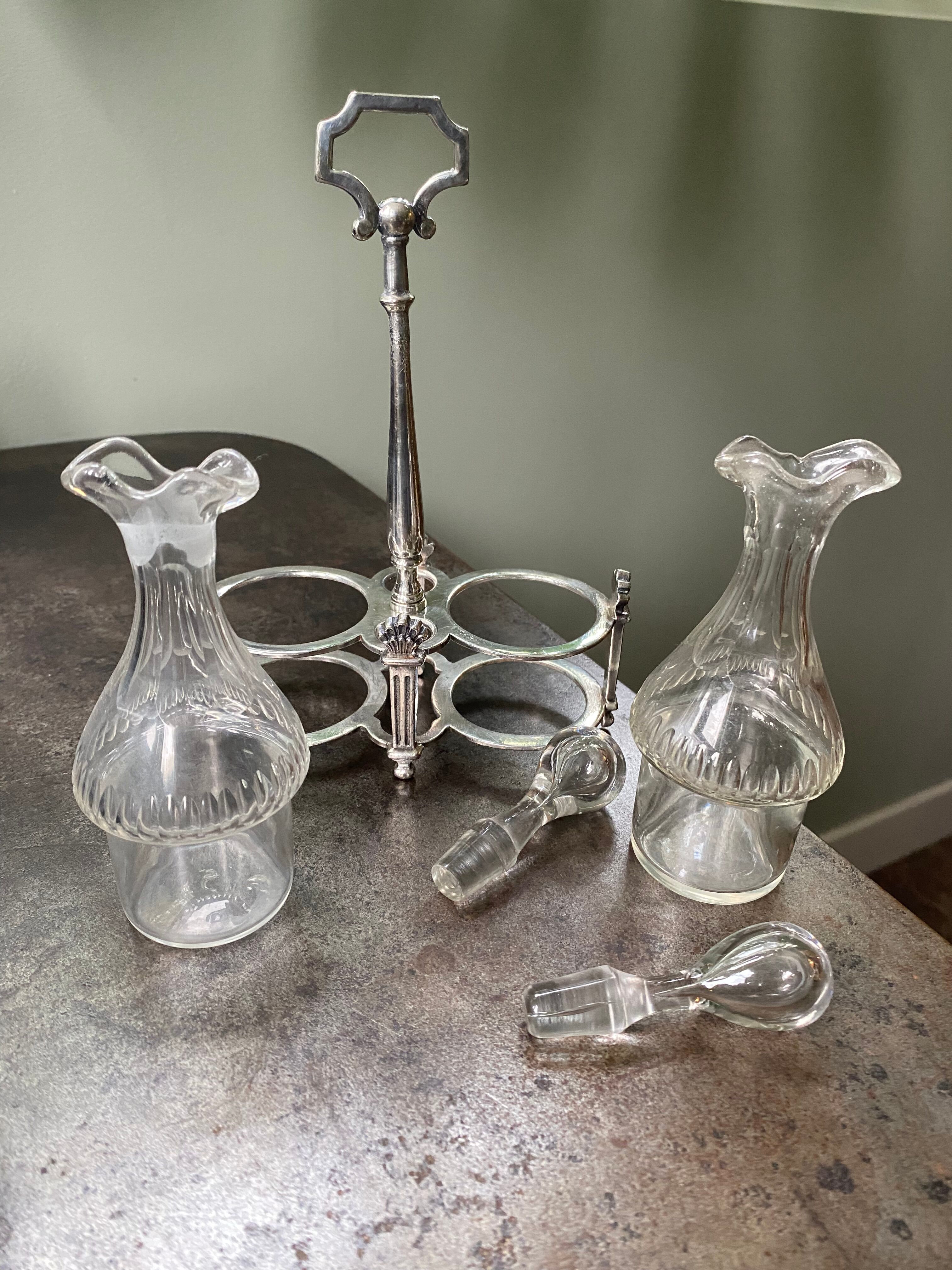 Former servant oil and vinegar silver and cut glass