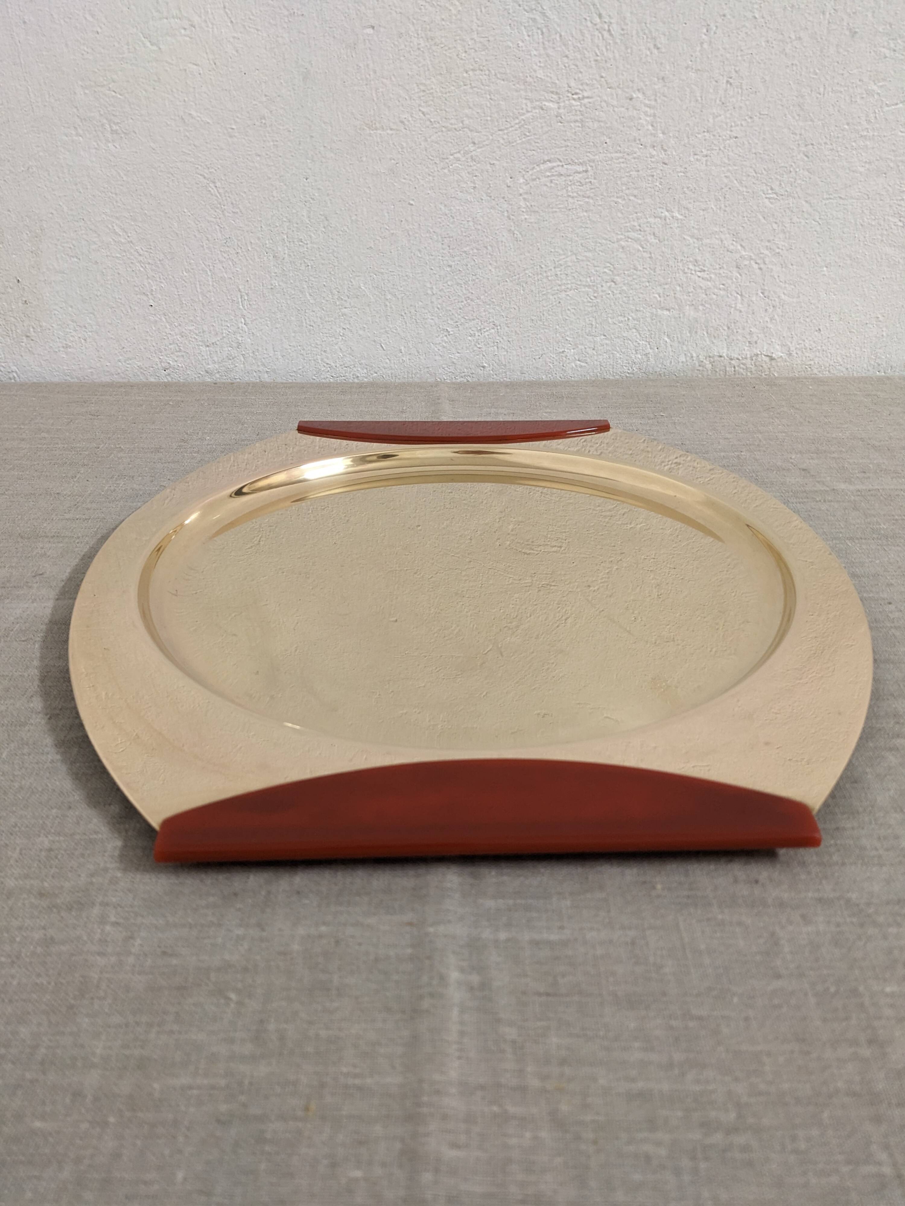 Brass and Bakelite trays and bowl by PM Italy circa 1970