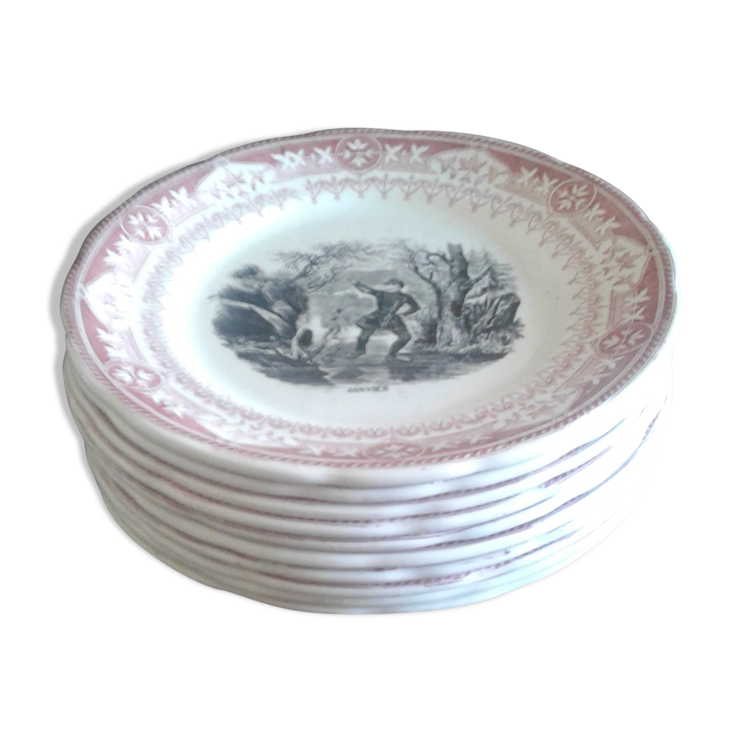 Set of ten plates Sarreguemines theme Field and seasons