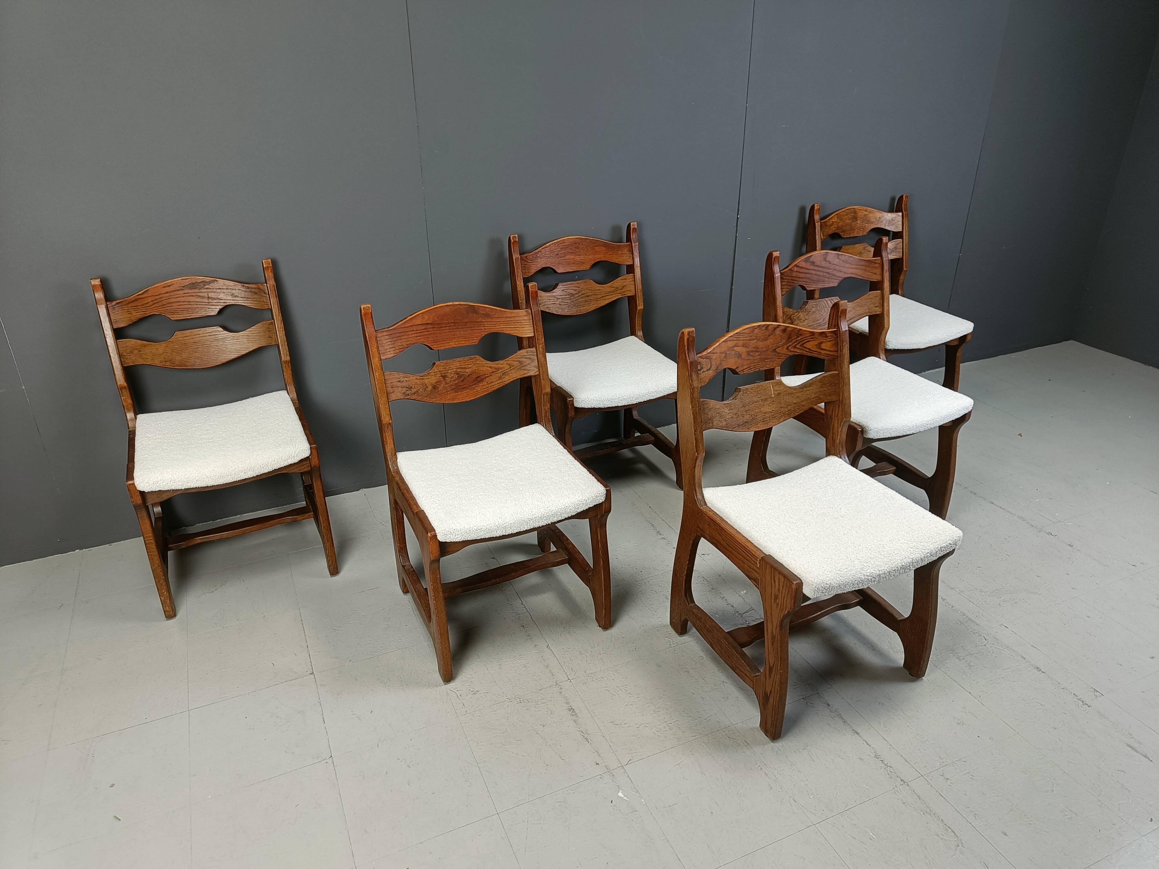 Set of 6 brutalist dining chairs, 1970s