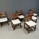 Set of 6 brutalist dining chairs, 1970s