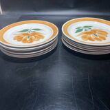 Set of twelve ceramic flat plates by Gien, Mougins decor