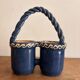 Double Pot Pottery Ceramic Terracotta Blue Bird Alsace Twisted Handle
