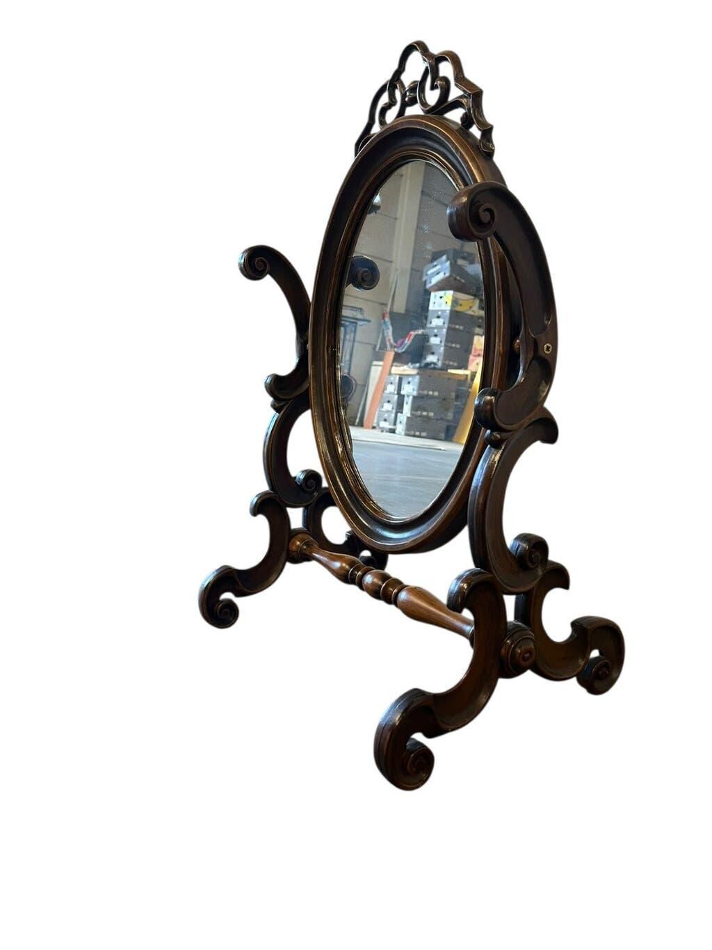 Vintage wooden table mirror / baroque floor mirror