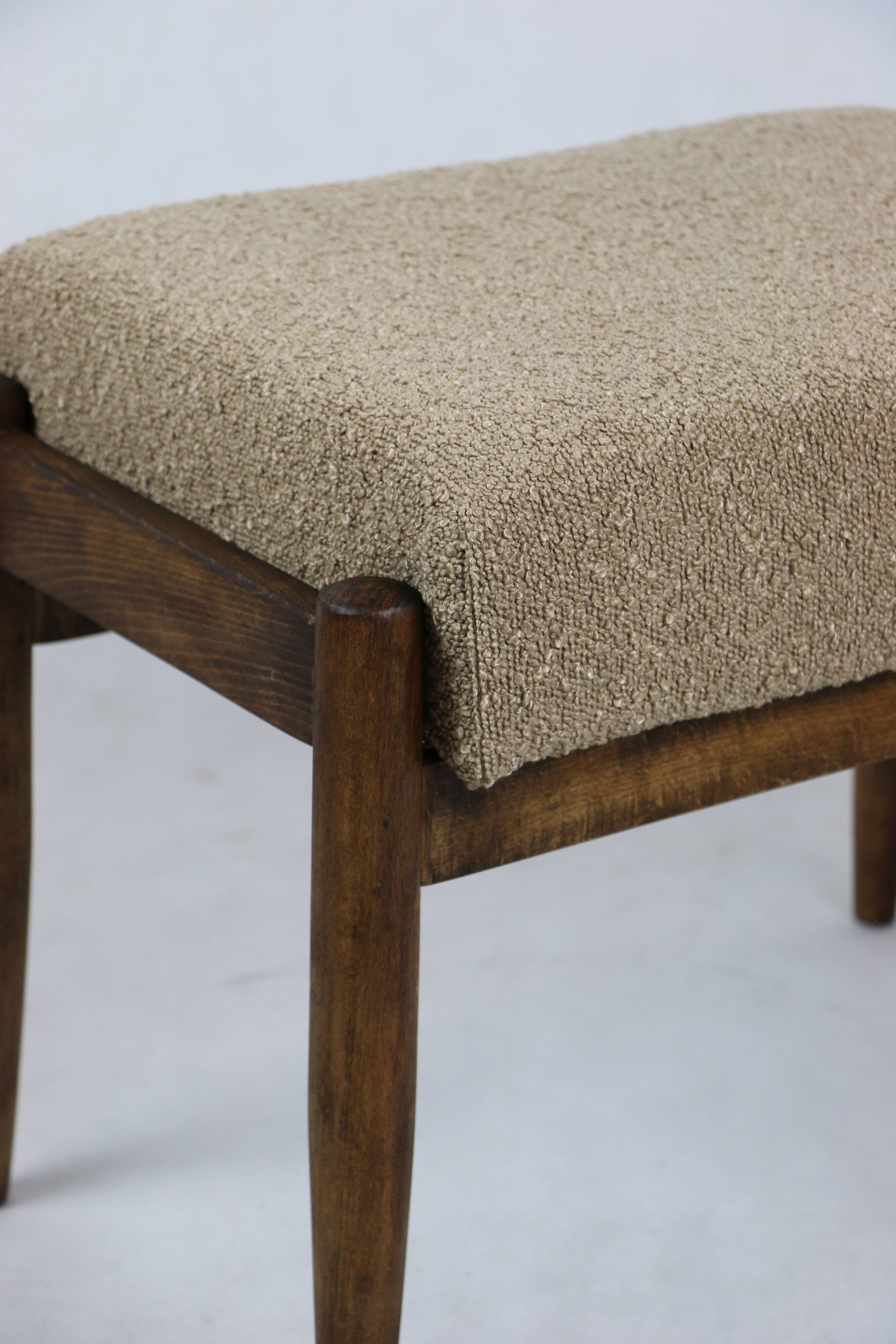 Vintage Beige boucle Stool by Homa, 1970s