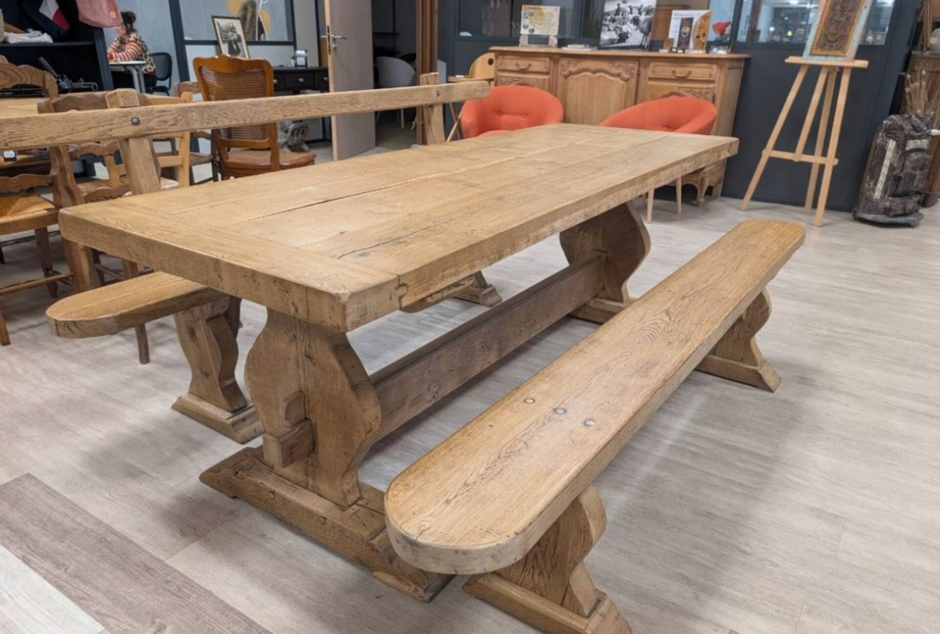 Monastery table with its custom benches.