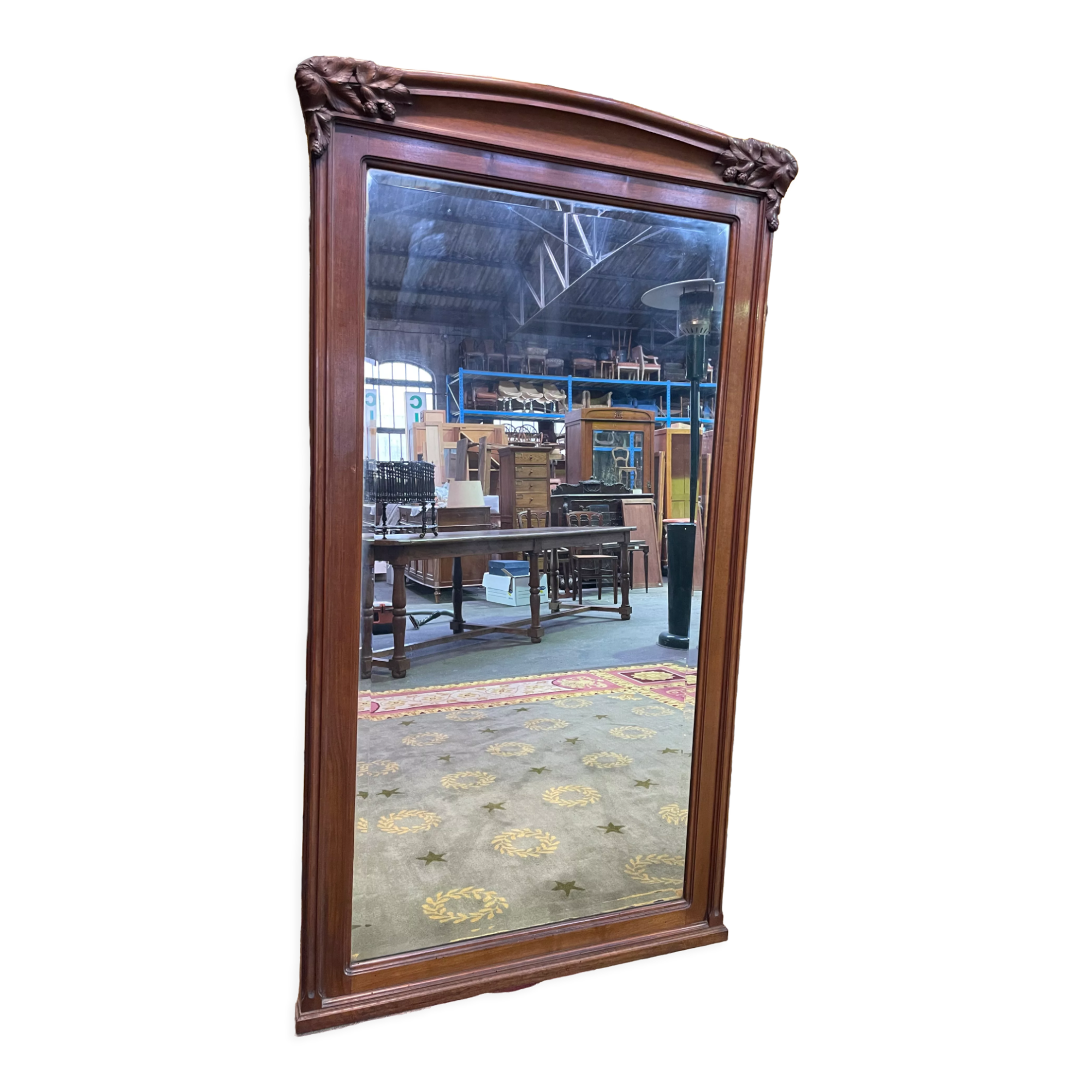 Mirror in walnut period art nouveau period, 190x85 cm