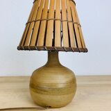 Lampe boule grès abat jour bois