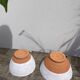 Duo of white ceramic pottery bowls wabi sabi
