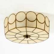 Beautiful round Mid-Century Modern ceiling or wall lamp made of Capiz