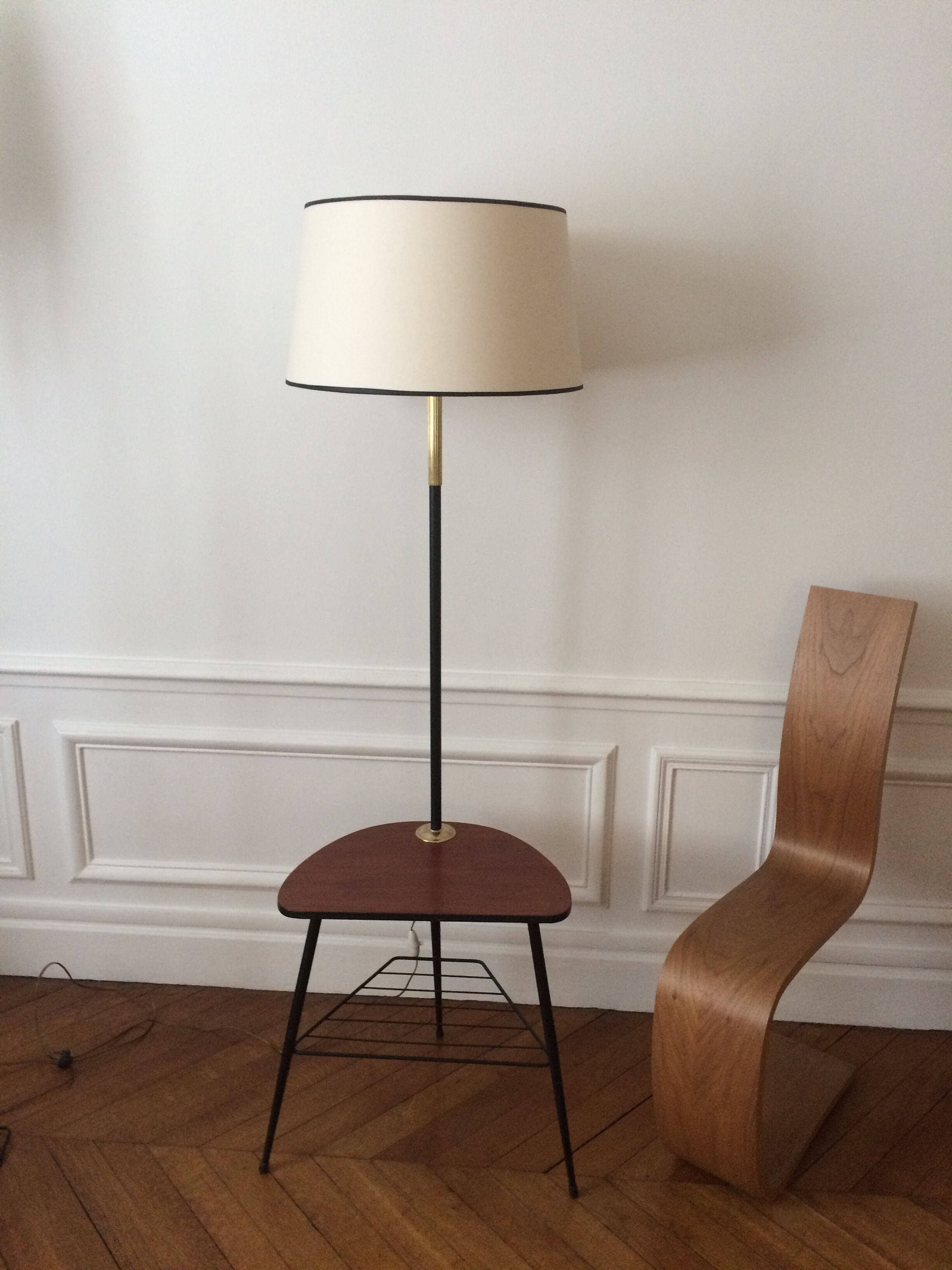 Floor lamp tripod tablet magazine rack 60 years