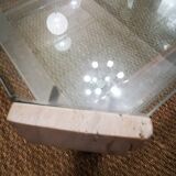 Italian travertine, perspex and glass coffee table, circa 1970