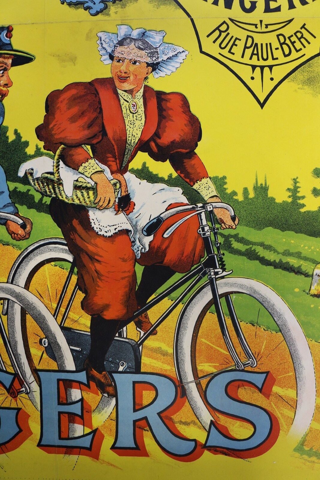 Original litho bike 1896 cycles malinge poster - laulan