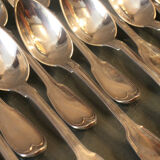 Set of 12 large spoons model silver net Old man 19th coat of arms comtal crown