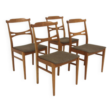 Set of 4 Scandinavian oak chairs, Sweden, 1960.