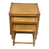 3 pull-out tables rattan, bamboo and woven wicker