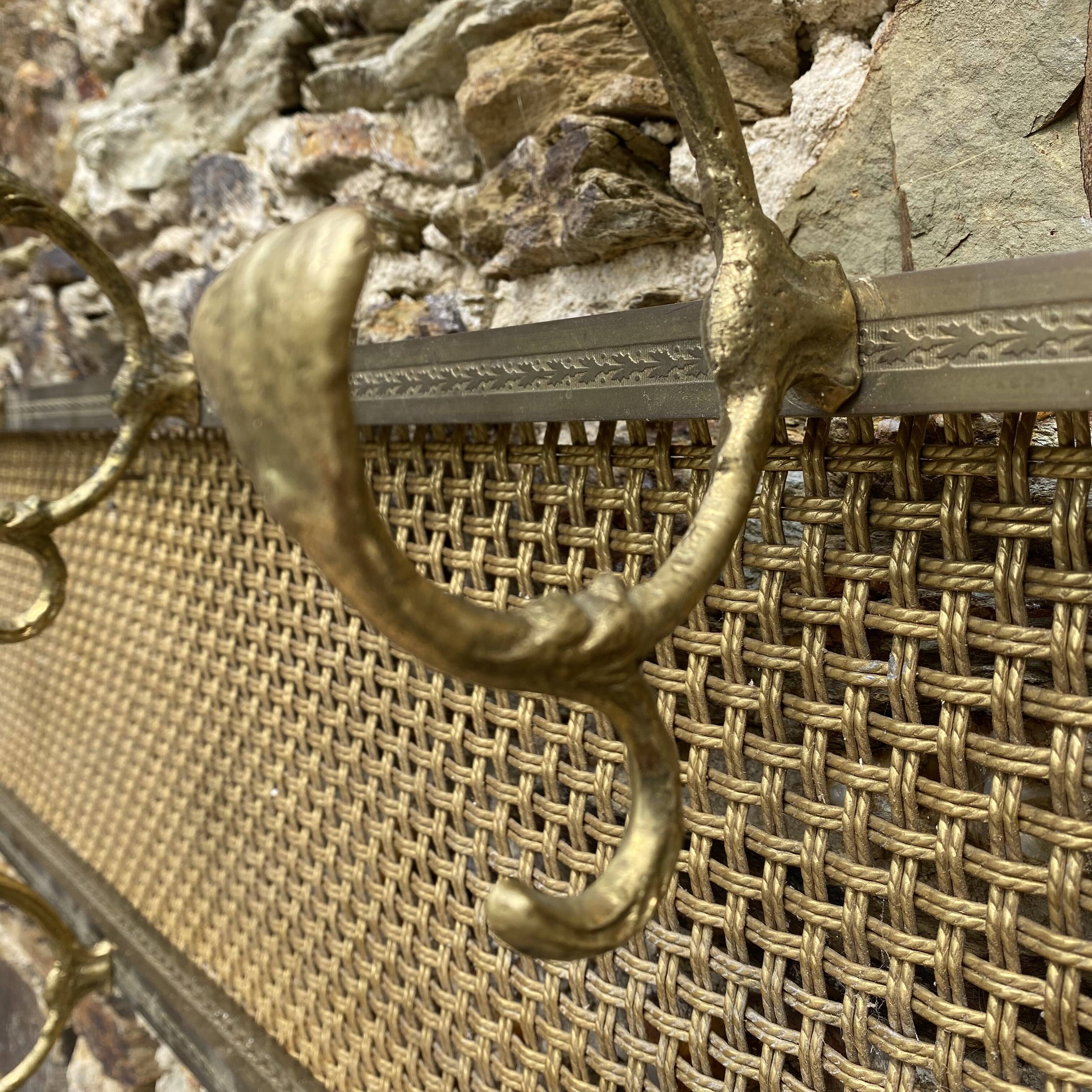 Gold metal wire mesh wall coat rack