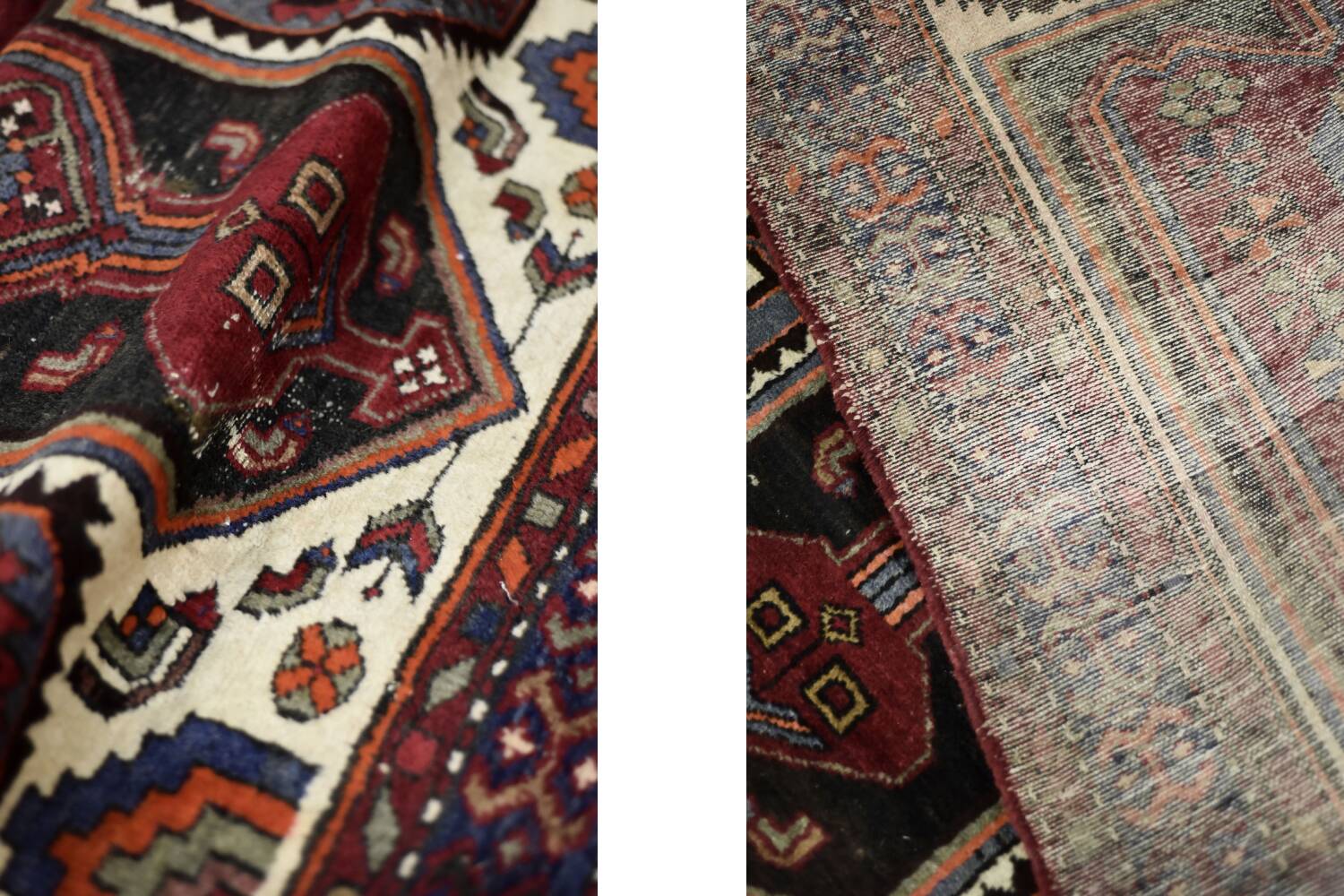 Vintage handwoven Zanjan Hamadan oriental rug, Middle East, 1960s.