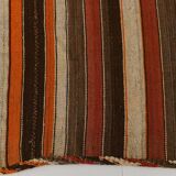 6x8 Brown Red Striped Vintage Kilim Rug, 195x259Cm