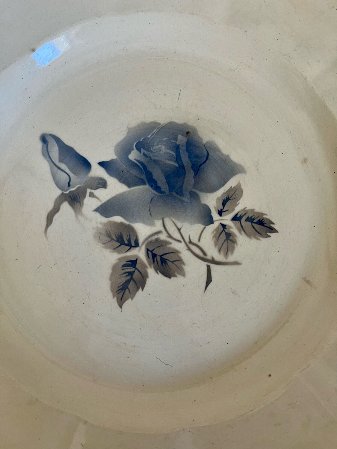 Digoin Sarguemines dish old blue flowers
