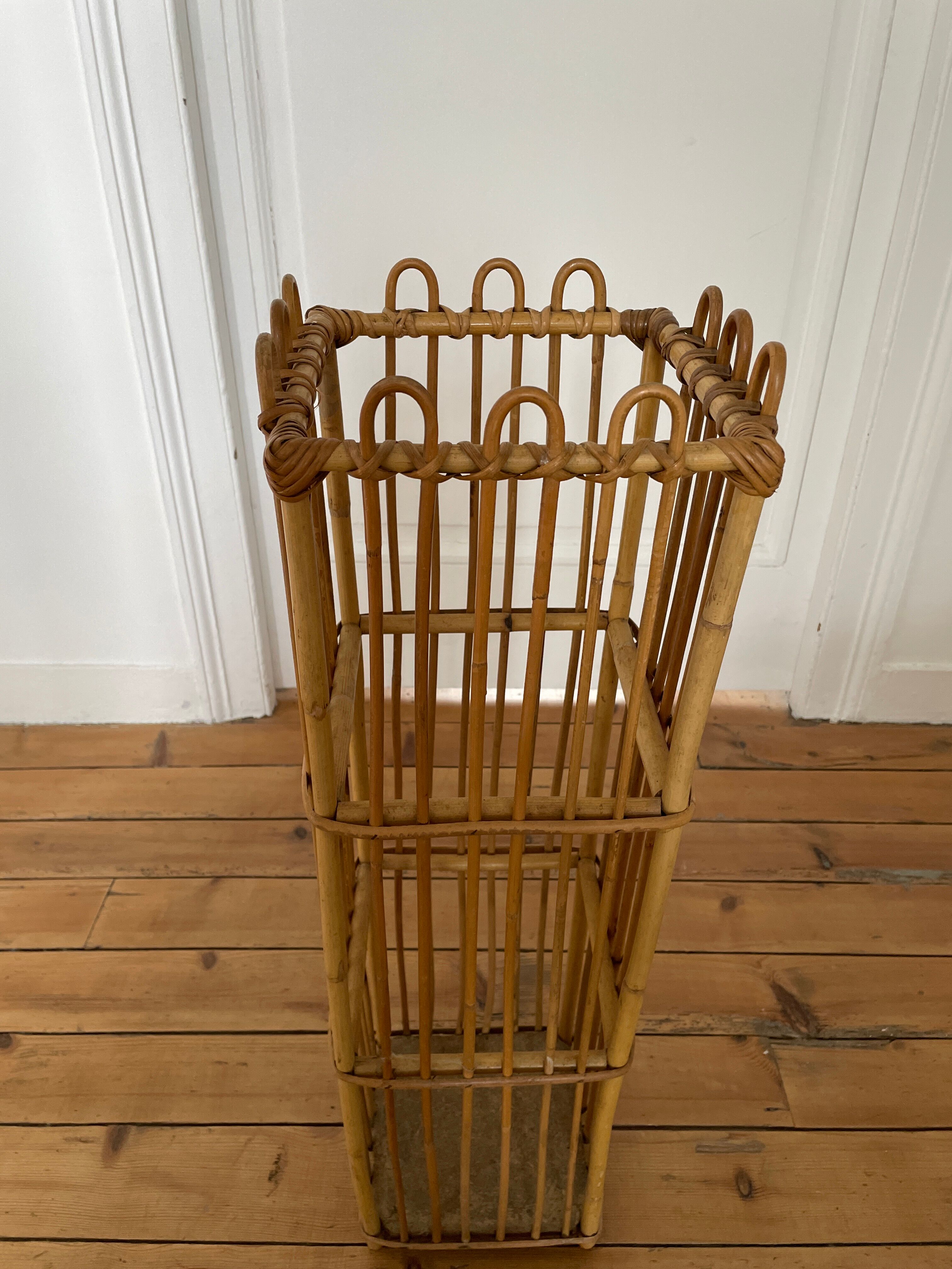 Vintage bamboo rattan umbrella holder