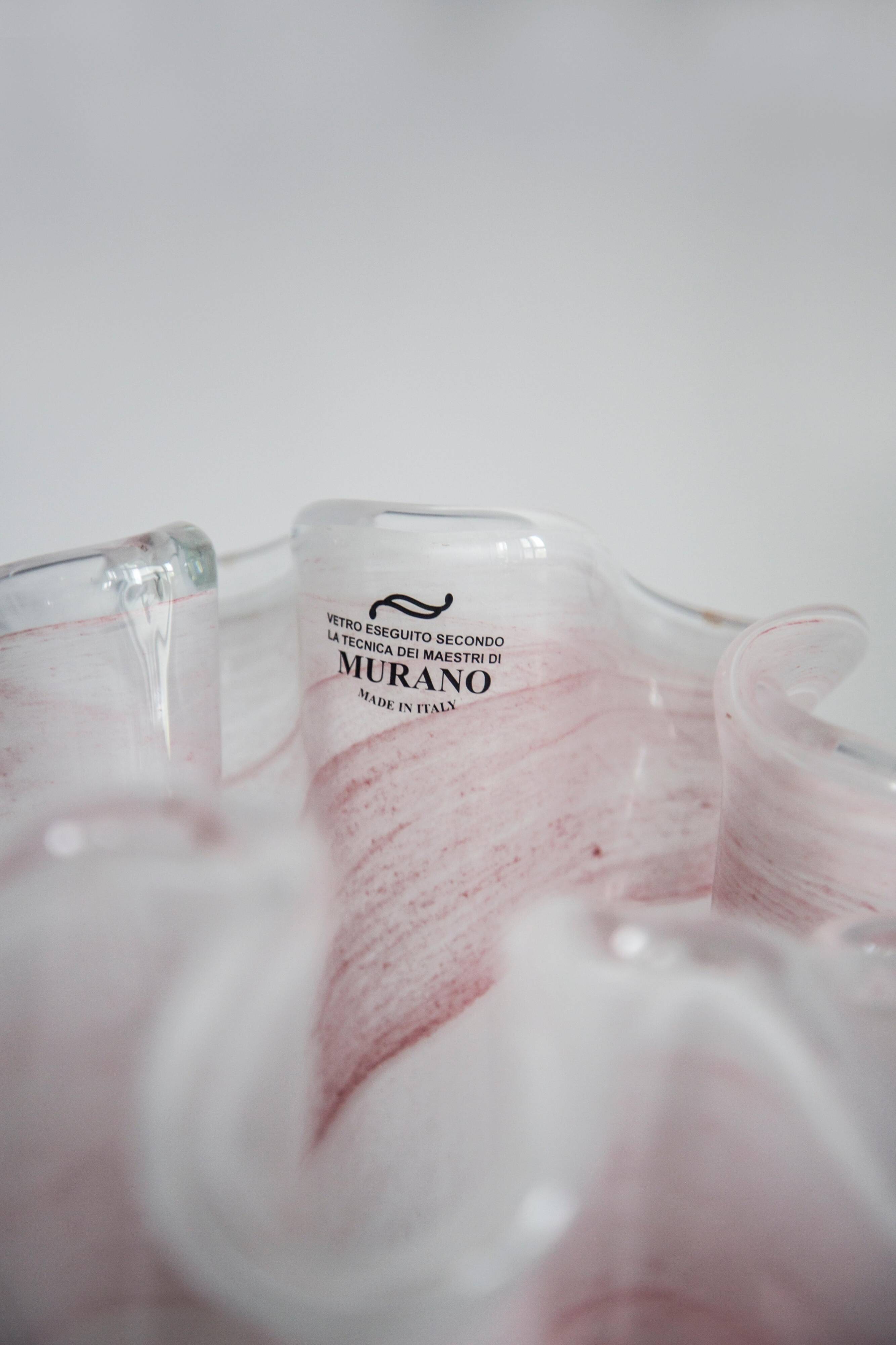 Vintage light pink baby vase mid-century in thick Murano glass, Italy, 2000s.