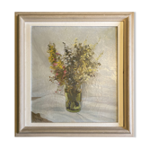 Tableau HST "Bouquet de fleurs" post impressionniste signé A. De Luca + cadre