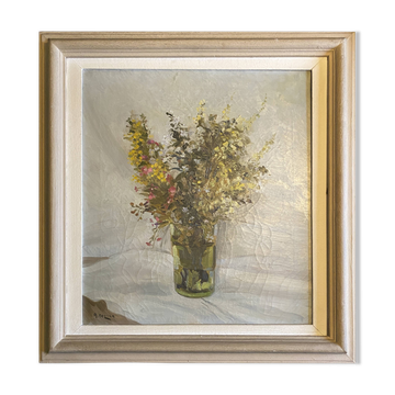 Tableau HST "Bouquet of Flowers" post-impressionist signed A. De Luca + frame