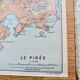 Le Pirée, Athènes, petit plan original imprimé en 1910
