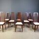Ensemble de 8 chaises de salle à manger italiennes à dossier haut, années 1980