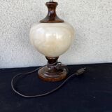 Vintage wooden and alabaster lamp – baluster shape