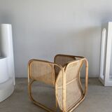 U-shaped armrest rattan armchair, grid canning