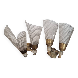 Pair of vintage rockabilly cornet wall lights
