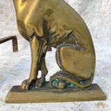 Pair of brass dog andirons