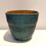 Cache-pot ancien en terre cuite émaillée TBE