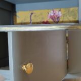 Art deco style bedside table - asymmetrical mustache foot