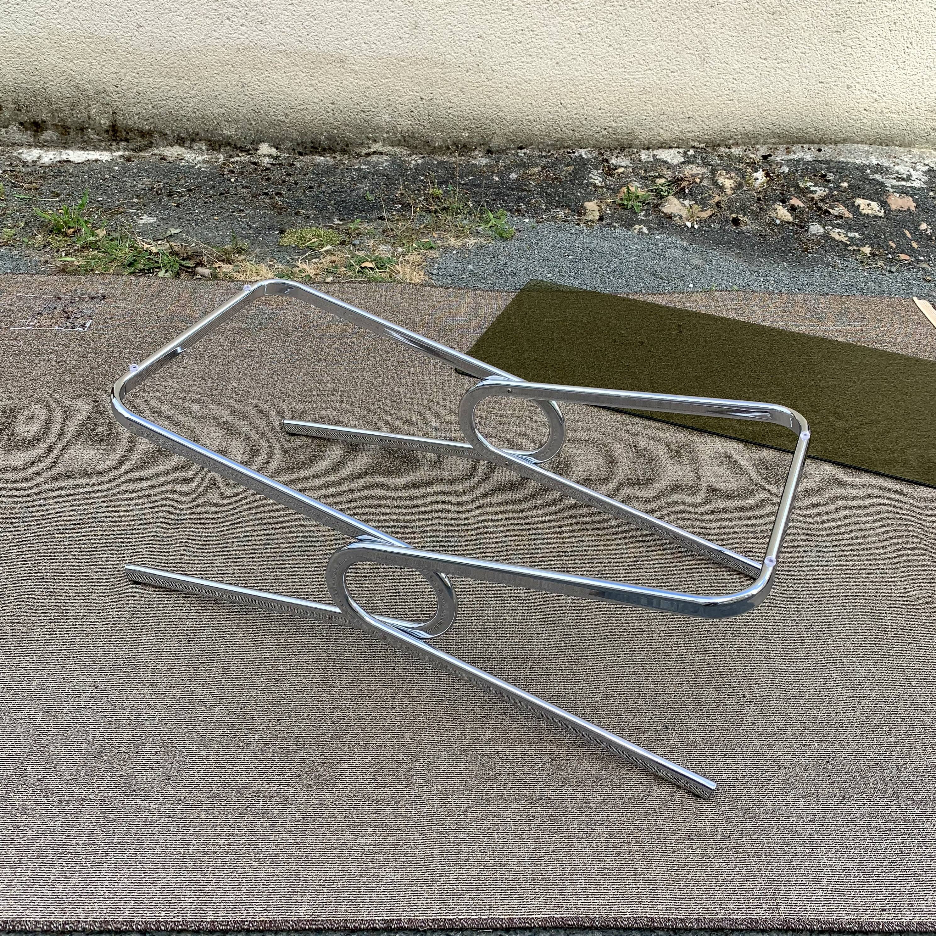 Smoked glass and chrome coffee table, 1970